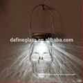 decorative skull head glass jar with solar led tin cap skull LED solar mason jar for halloween